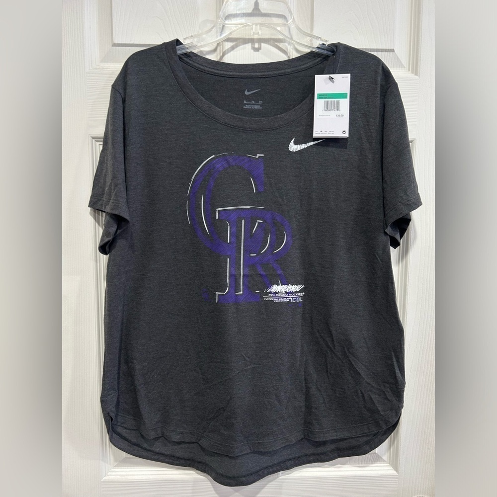 Nike Women's XL Colorado Rockies Black Grey Team T-Shirt NWT Purple